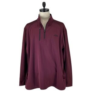 Callaway Mens Golf Long Sleeve Pullover Pockets Quarter Zip Burgundy Shacket
